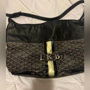 Goyard grenadine chevron printed canvas & leather hobo bag & dust bag
